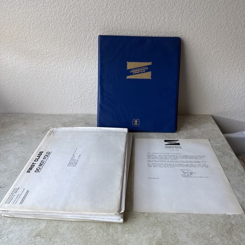 U.S-1980’s Commemorative Stamp Club Binder includes Stamps And More Pages
